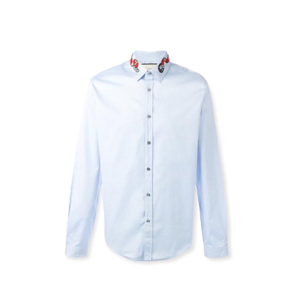 GUCCI COTTON DUKE SHIRT WITH EMBROIDERY SNAKE